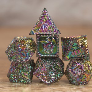 Rainbow  Color 7pcs/set Creative RPG Dice D&D Metal Dice  Dungeons and Dragons-Metal Dice-Polyhedral dice set