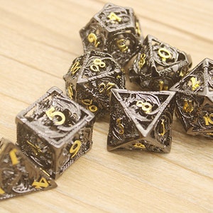 MTG Tabletop Game Dice l Metal d&d Dice | Hollow Dragon Dice | D and D Dice | D20 D12 D10 D8 D6 D4DND Dice Set | Dungeons and Dragons