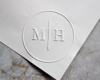 Initials Embosser stamp, Date Embosser, Wedding Embossing Stamp, Paper Embossing Stamp,  Address Stamp