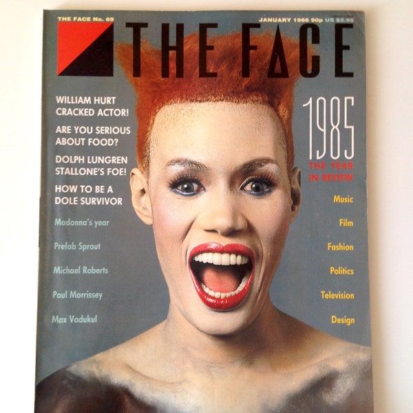 Het Face Magazine | jan 86 | | Grace Jones William Hurt, Dolph Lungren, Prefab Sprout | Madonna's Jaar | Vintage Mode, Muziek Magazine