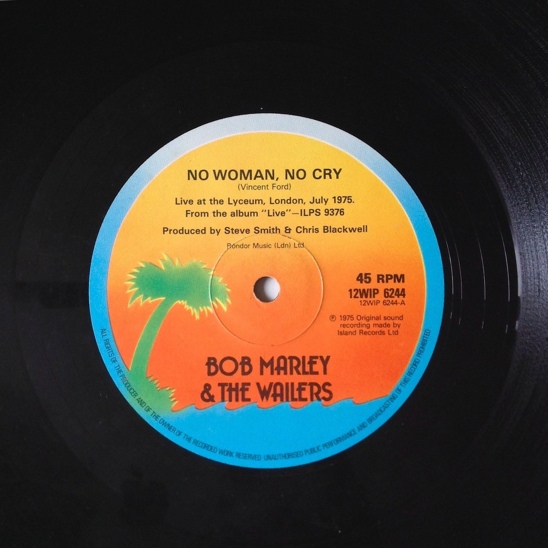 Bob Marley No Woman No Cry, Jamming 12 Inch Record, Vinyl Roots, Reggae Pop Music, Disco, Reggae