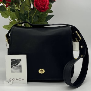 Circa 1990s Early 2000s Vintage Coach Handbag. Black