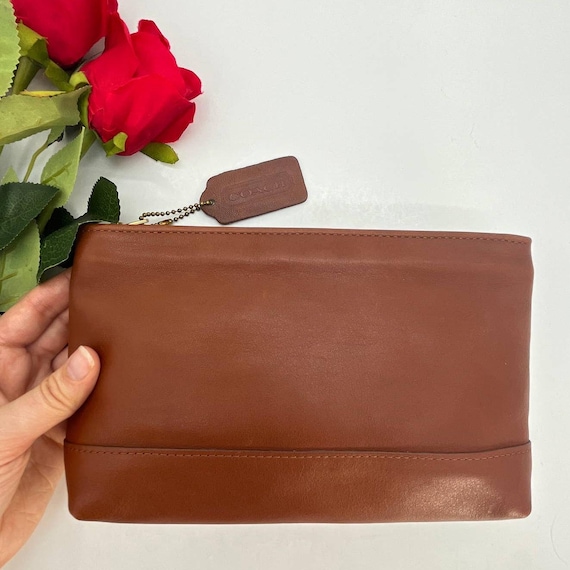 OLD COACH コスメティックポーチ 7172 USA製／本革 Vintage Coach Cosmetic Case Large 7172 British Tan USA 1990s - Etsy