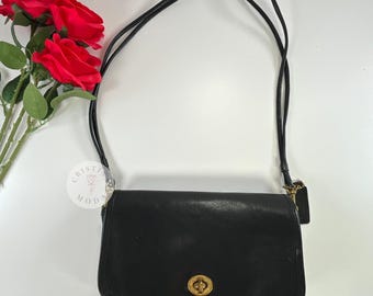 Vintage Coach Y2k Black Leather Mini Bag Top Handle Pouch Handbag