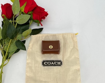 LIKE NEW Vintage Coach Mini Turnlock Sticky Note Holder British Tan
