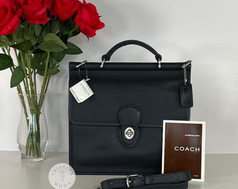 Vintage 90s Black Coach Court Bag #9870 / Made in USA / **MISSING