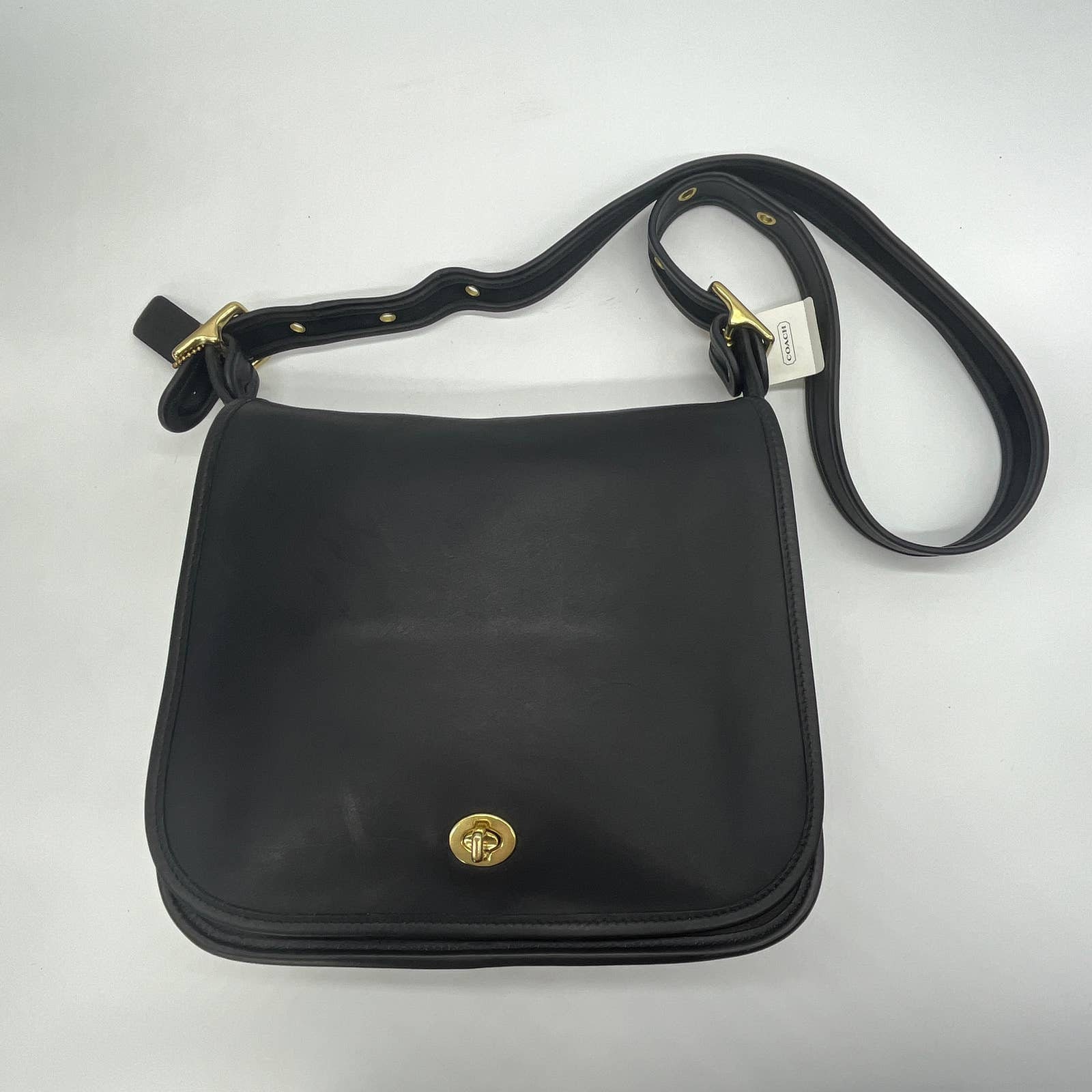 Vintage 90's Coach Stewardess 9525 Black Leather Crossbody Purse