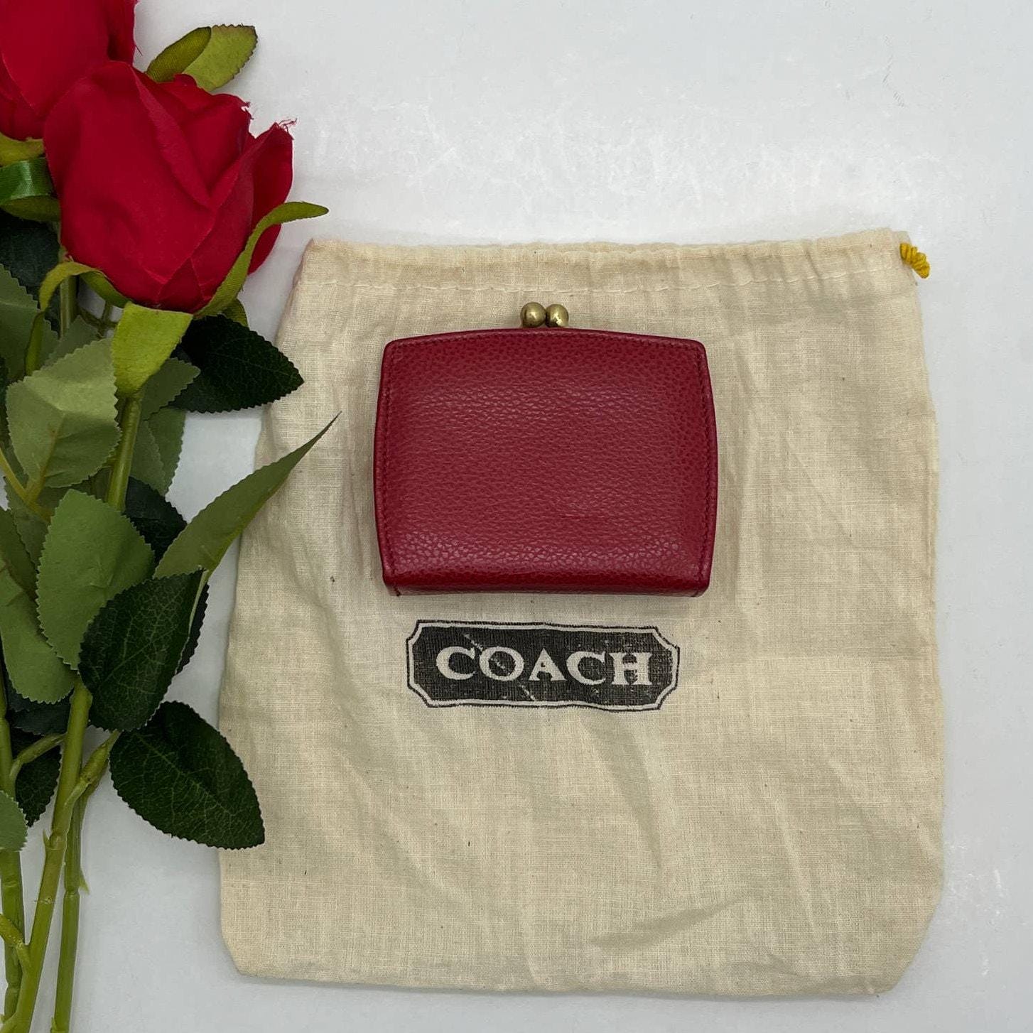 COACH Vintage Accessory Pouch Wine Red Vintage Coach Pouch Leather