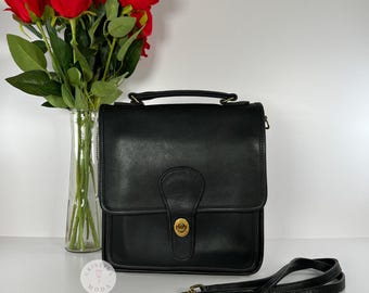 Coach Vintage Black Station Leather Crossbody Bag Shoulder Bag