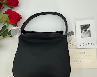 Vintage Coach Y2k Black Leather Mini Bag Top Handle Pouch Handbag