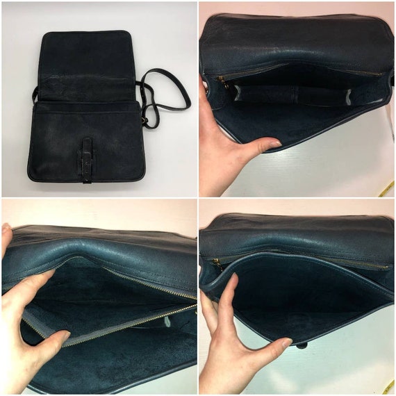Vintage Coach NYC Saddle Pouch #9585 Navy - image 10