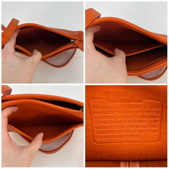 Buy the Coach Signature Hampton Satchel Purse Handbag Orange Leather Trim |  GoodwillFinds