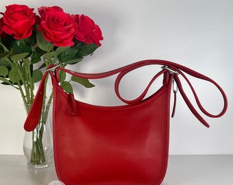 Coach 19914 Penny Crossbody Bag in Poppy Red Leather With Tassel