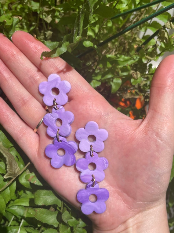 Whimsical 70s Flower Earrings. Colour Options. Groovy