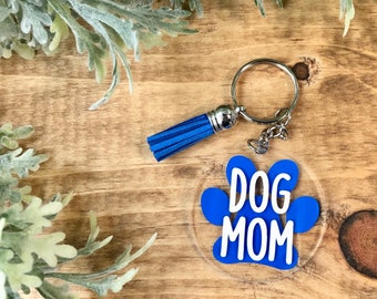 Dog Mom Acrylic Keychain | Dog Mom | Keychain | Accessories | Gift Ideas | Dog Lover | Paw Print | Paw Print Keychain