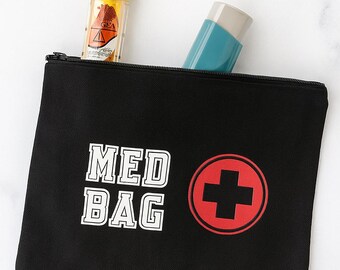 Travel MED BAG | Canvas First Aid Kit 9x7 | Medication Organizer for EpiPen, Inhaler & Essentials