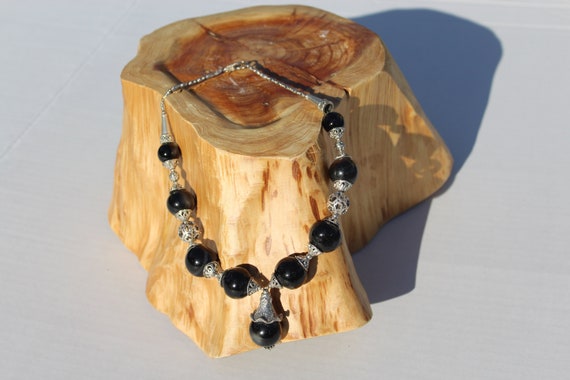 Black Onyx Natural stone necklace - image 1