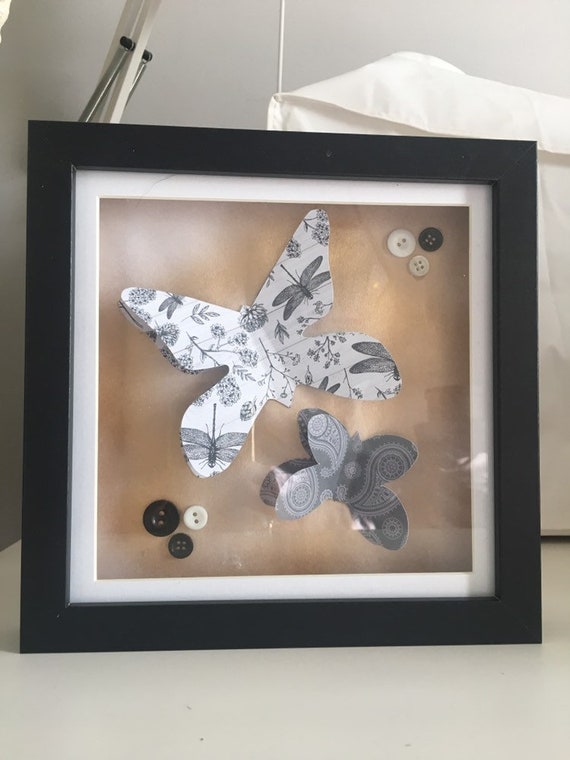 Paper Erfly Box Frame Art In Black Shadow