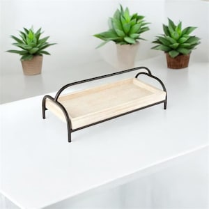 Rectangular Succulent Planter: Modern Wood Tray with Metal Frame