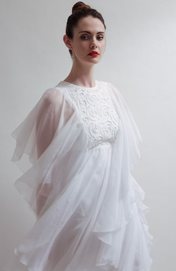 Vintage boho Chiffon 1970's wedding dress