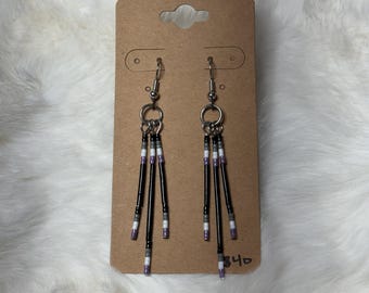 Triple Dyed Porcupine Quill & Asexual Pride Earrings