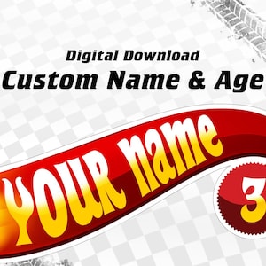 Logo personalizzato con nome auto da corsa, logo di compleanno hot rod, nome auto da corsa personalizzato, png download digitale, logo in stile hot wheels modificabile
