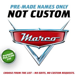 Personalized Lightning Mcqueen Custom PNG Logo, Cars Original Birthday Name, Cars Logo with Premade names No Custom Name