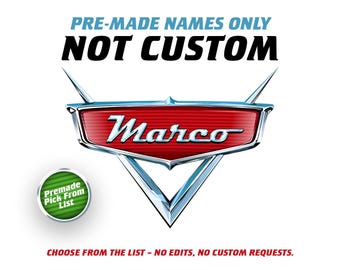 Personalized Lightning Mcqueen Custom PNG Logo, Cars Original Birthday Name, Cars Logo with Premade names No Custom Name