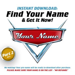 Personalized Lightning Mcqueen Custom PNG Logo, Cars Original Birthday Name, Cars Logo with Custom Name