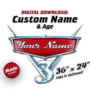 Personalized Lightning McQueen Custom PNG Logo, Cars Original Birthday Name, Cars Logo with Custom Name