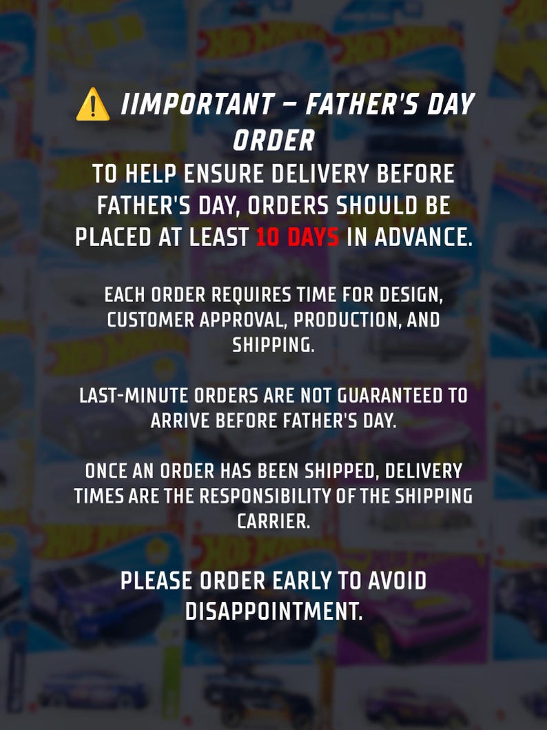 Father’s Day Gift Personalized Toy Cars | Blister Pack Custom Hot Wheels card w/car included | Gift for Dad - DadWheels - Best Dad Ever image 20
