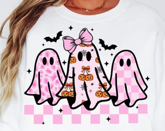 Coquette Halloween Ghost Leopard Png Cute Pink Ghost Preppy Png Halloween Png Funny Halloween Png, Spooky Season Png Sublimation DTF design