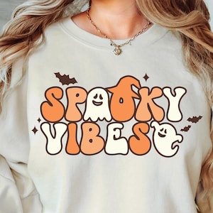 Spooky Vibes svg, Spooky Vibes png, Halloween svg, Retro Halloween svg, Cute Halloween, Funny Halloween Cut File, Kid&#39;s Halloween svg