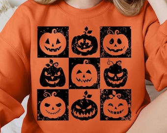 SVG et PNG rétro citrouille d'Halloween, SVG Halloween, PNG Saison des frissons, SVG Halloween rétro, SVG Halloween drôle