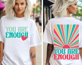 You Are Enough SVG PNG Vintage Retro Rainbow Inspirational Svg Positive Quote Svg Positive Motivational Svg Self Love Svg Mental Health Svg