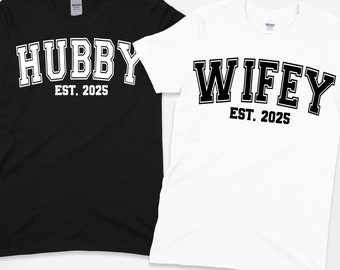 Hubby and Wifey Est. 2025 svg png newlywed Shirt Svg, Bachelorette Svg, Bridesmaids Gift, Bridal Party Svg Instant Download Sublimation