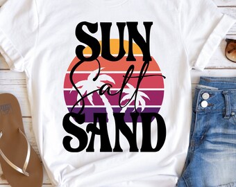 Sun Salt Sand SVG PNG, Summer Svg, Retro Summer Svg, Summer Png, Beach Svg, Trendy summer svg Png Sublimation Designs Cut File