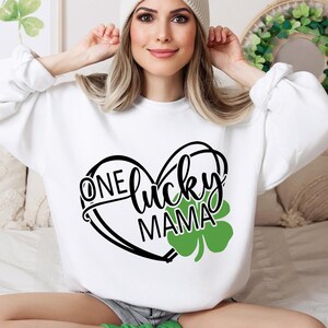 One Lucky Mama SVG PNG St. Patrick&#39;s Day Shirt Design png svg eps dfx jpeg Digital File Instant Download Cut File for Cricut Sublimation