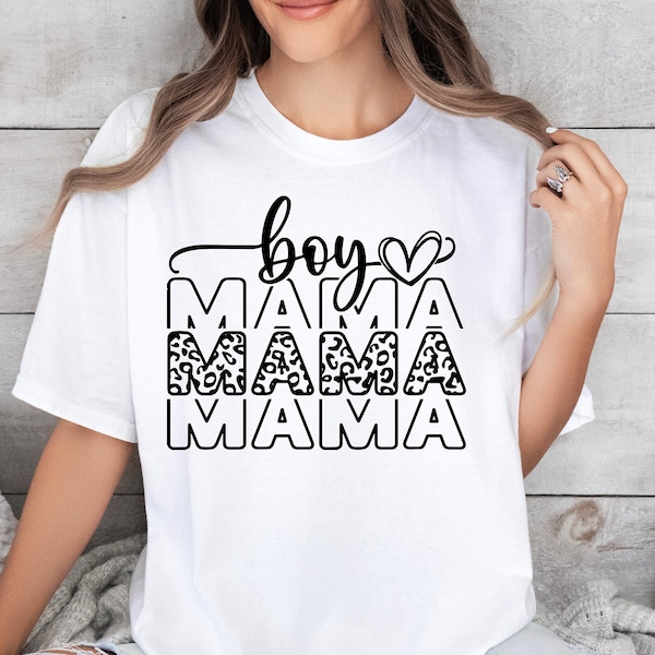 Boy Mama Svg Boy Mama png, Leopard Print Boy Mom png Svg, Mom Shirt Design Svg Cut File for Cricut, Mom Life Svg Png Mother's Day Gift Ideas