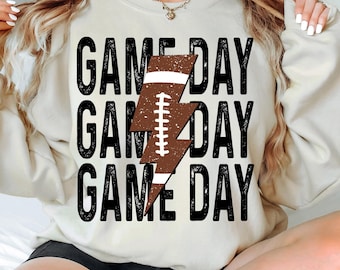 Football Game Day PNG, Football Png, Distressed Lightning Bolt png Football Mama png Football Shirt Game Day Sublimation Instant Download