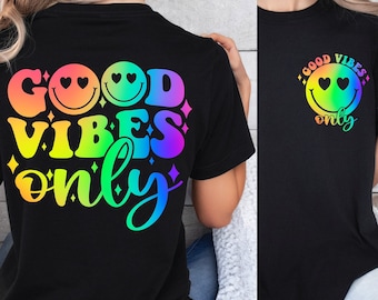 Good Vibes Only PNG Retro Wavy Smile Hippy Motivational Shirt Design Trendy Sublimation Design Trendy Shirt Design