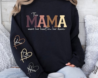 This Mama Wears Her Heart on Her Sleeve SVG PNG Add your Own Names Mama svg, Kids Names, Mothers Day Gift, Gift for Her, Mom Life, Birthday