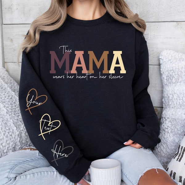 This Mama Wears Her Heart on Her Sleeve SVG PNG Add your Own Names Mama svg, Kids Names, Mothers Day Gift, Gift for Her, Mom Life, Birthday