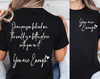Liebe Person hinter mir PNG SVG, Person hinter mir svg, Vorder- und Rückseitendesign, du bist genug PNG, du bist genug svg, Person hinter mir geschnitten Datei