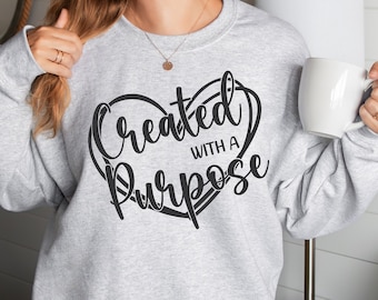 Created With a Purpose SVG Created With a Purpose PNG, Christian Religious Digital Image jpeg dfx eps Cricut Cameo Silhouette