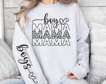 Leopard-Druck-Junge Mama Png-Svg, Mama-Shirt-Design-Svg-Schnitt-Datei für Cricut, Mama-Leben-Svg Png Muttertag Geschenkideen