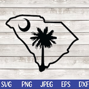 South Carolina SVG Png Palmetto and Crescent Moon Car Decal Cup Decal T-shirt PNG SVG Digital File Png Cut File for Cricut Sublimation