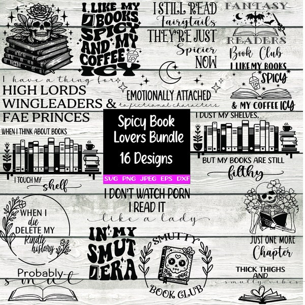 Books svg Books png Reading svg Reading png Smut Spicy Book png Book Bundle Book Lover svg Decal Stickers T-shirt  Cricut  Digital File