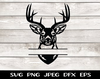 Deer Head Svg Deer Head PNG Buck Whitetail Head Name Plate Truck Decal Shirt Design png svg dfx eps jpeg Digital File Instant Download