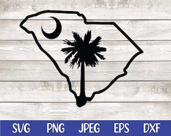 South Carolina SVG Png Palmetto and Crescent Moon Car Decal Cup Decal T-shirt PNG SVG Digital File Png Cut File for Cricut Sublimation
